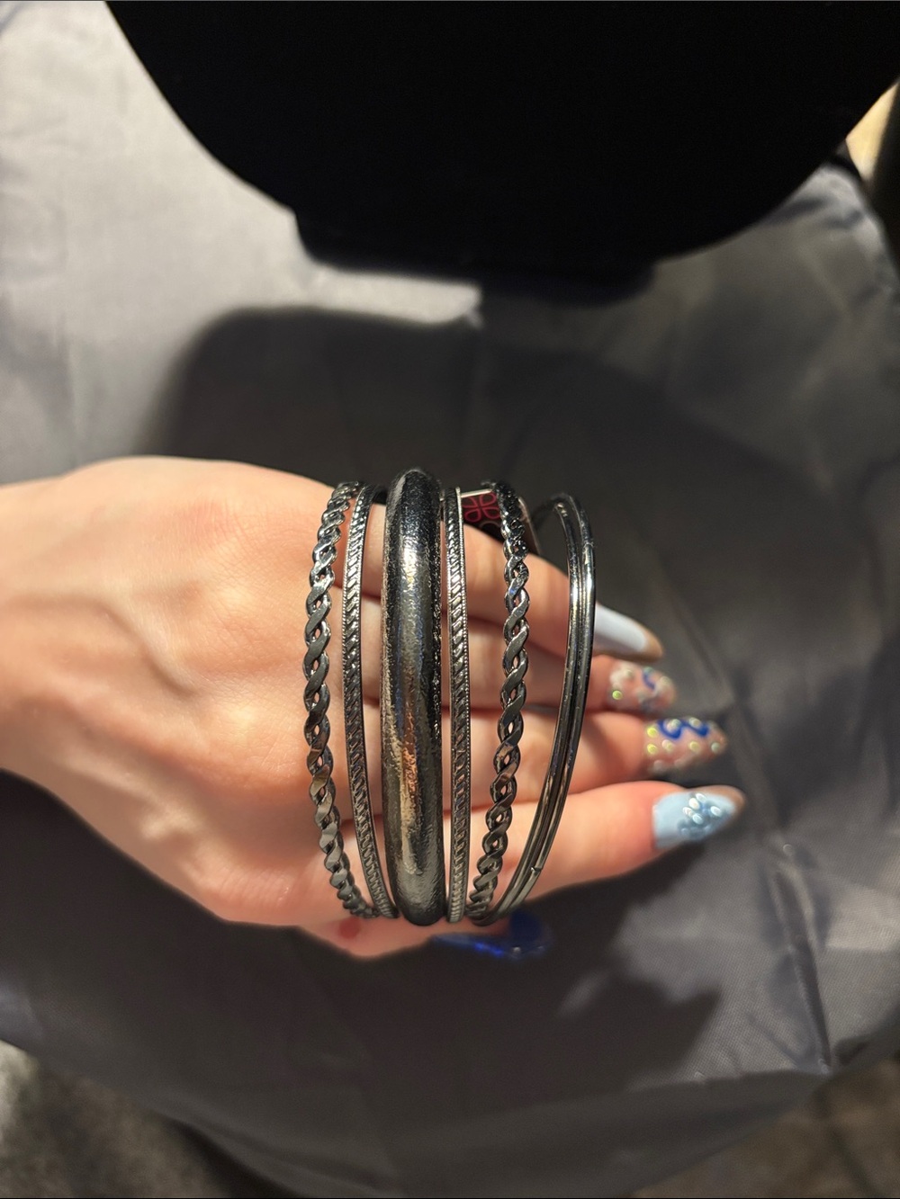 Paparazzi Silver Multi-Stack Metal Bangle Bracelet Set - Women Jewelry